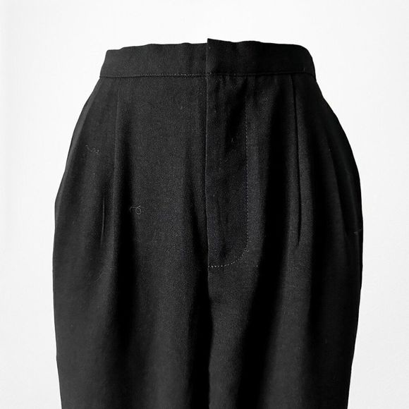 Vintage Y2K Black High Waisted Pleated Detail Tapered Trouser Pants Size S - Picture 4 of 5